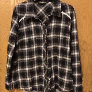 Absolutely Famous Plaid LS Button-Down Top XL